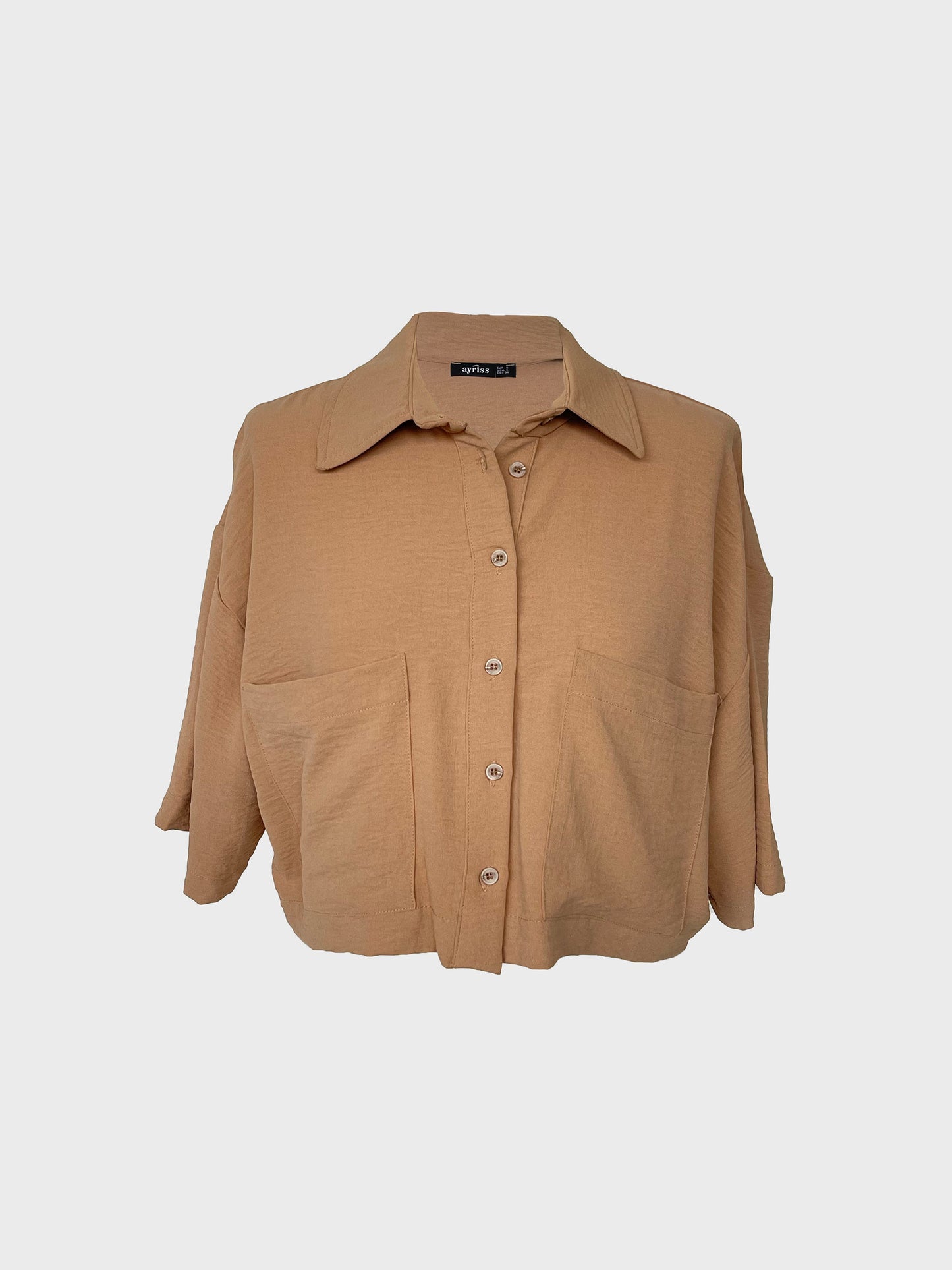 Crop-Bluse aus Leinenoptik