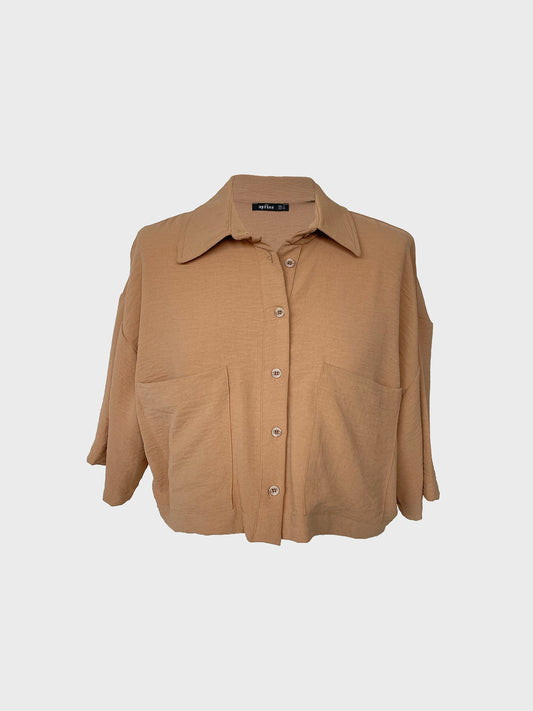 Crop-Bluse aus Leinenoptik