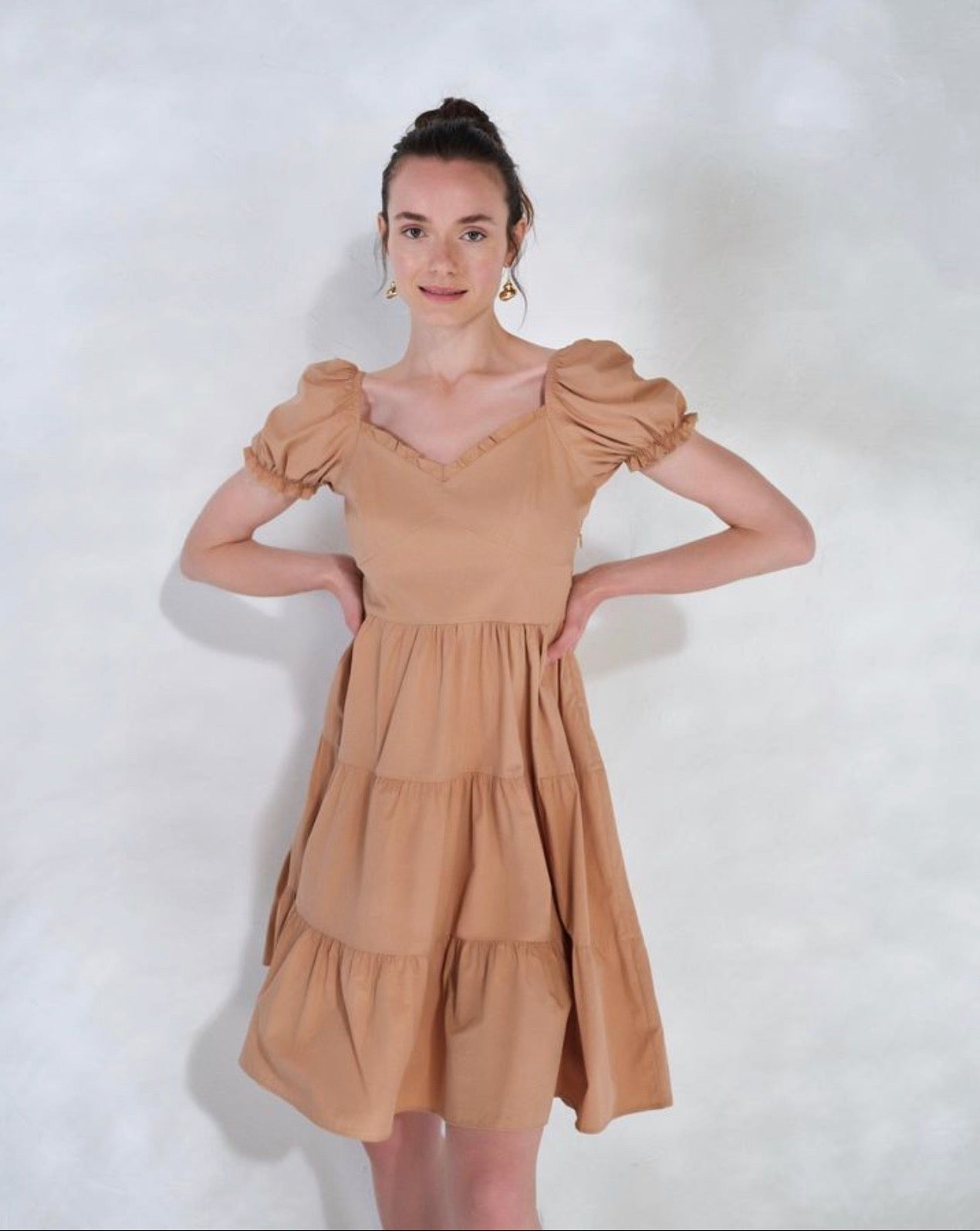 Camel Polin Midi Kleid