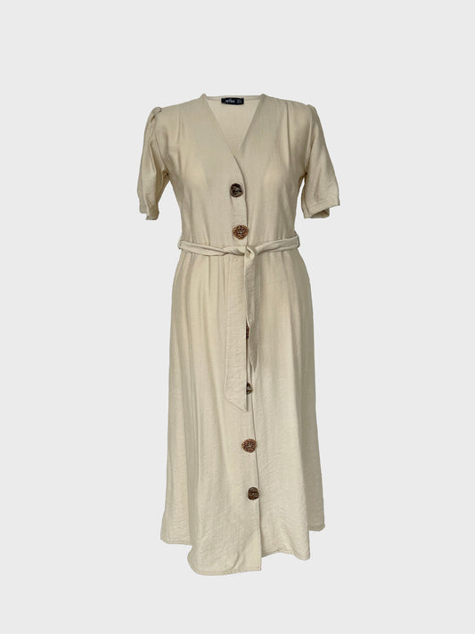 Midi Kleid mit Gürtel Stone Detailansicht – BECCA STUDIOS