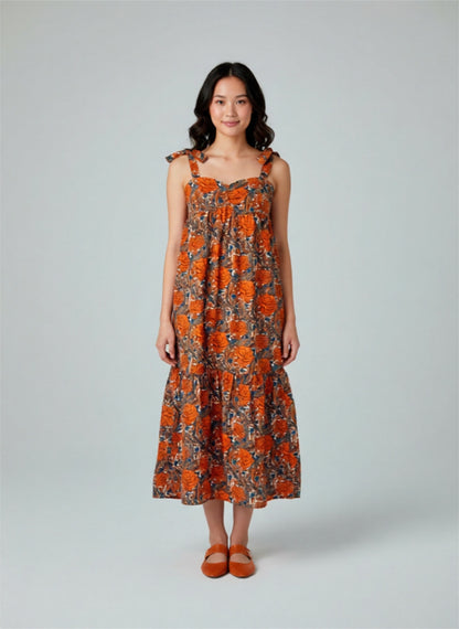 Gemustertes Midi Kleid mit Blumenmuster