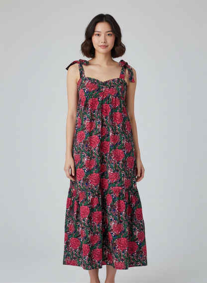 Gemustertes Midi Kleid mit Blumenmuster