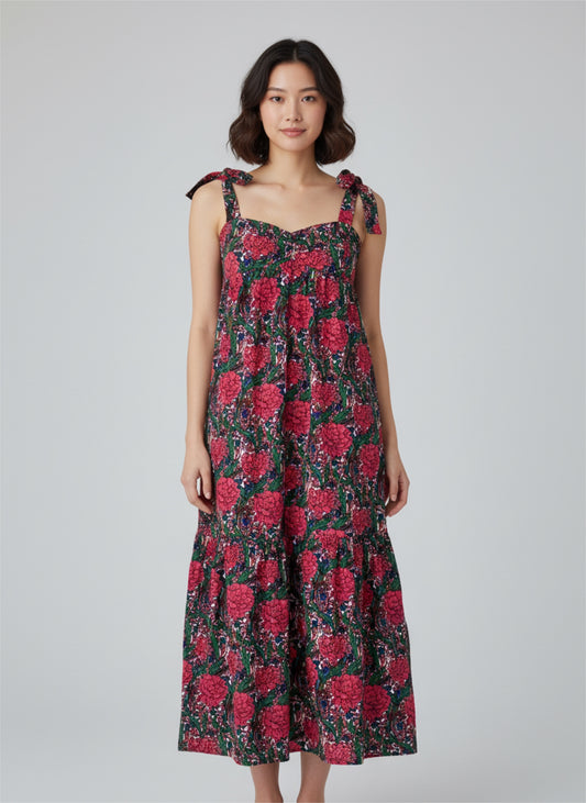 Gemustertes Midi Kleid mit Blumenmuster