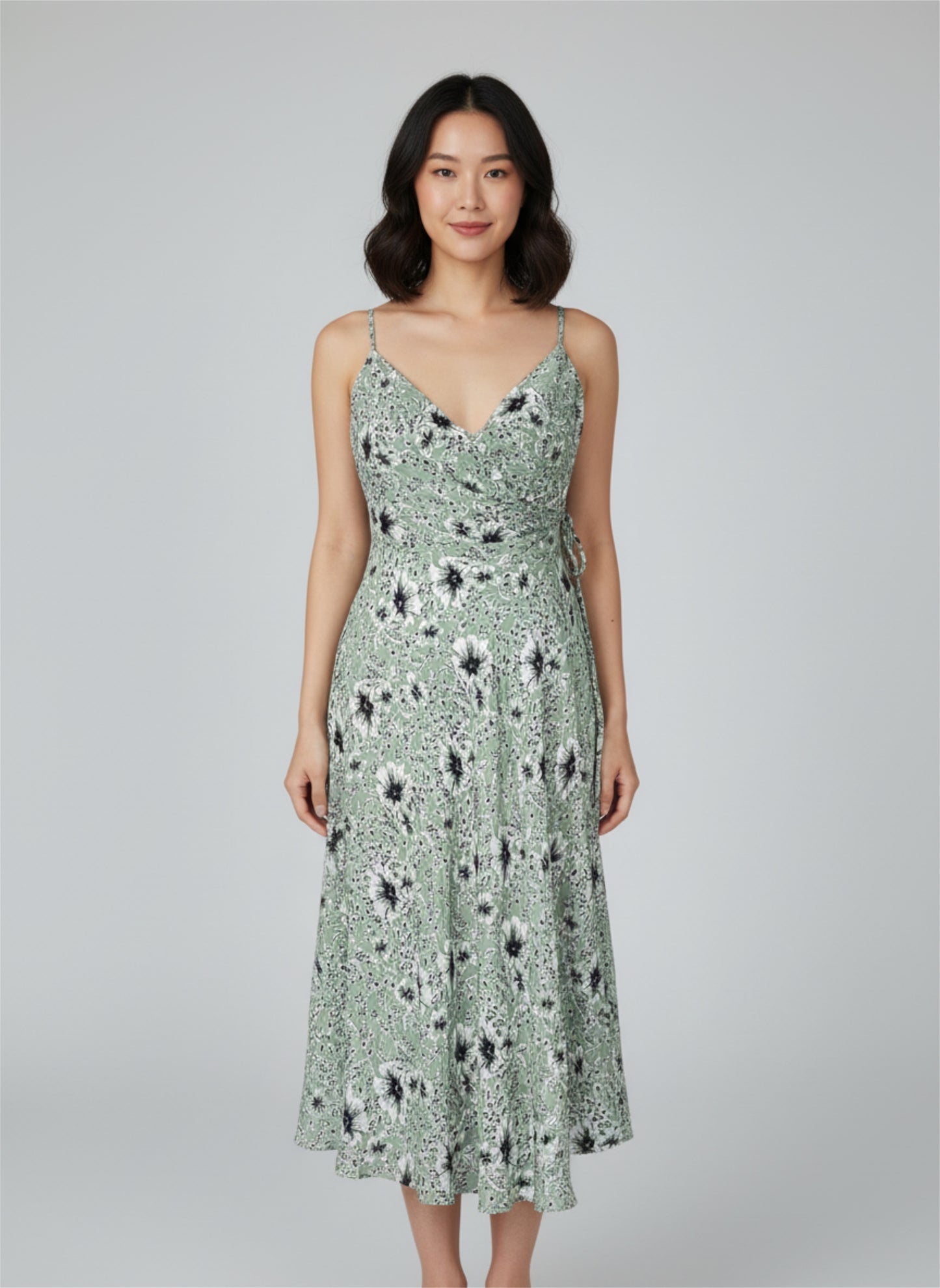 Gemustertes Midi Mint Kleid