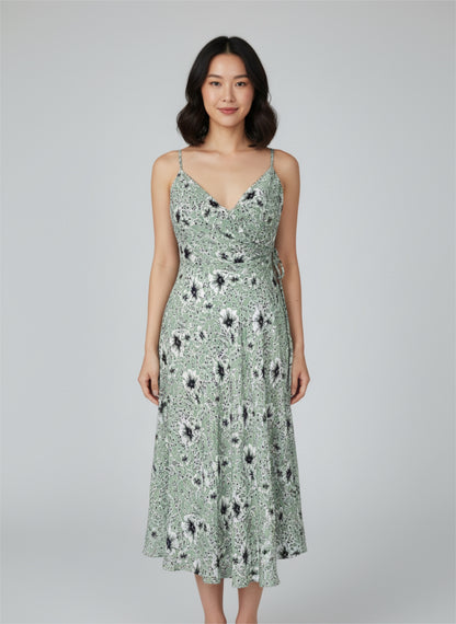 Gemustertes Midi Mint Kleid