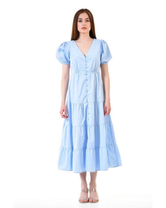 Langes Kleid mit V-Ausschnitt